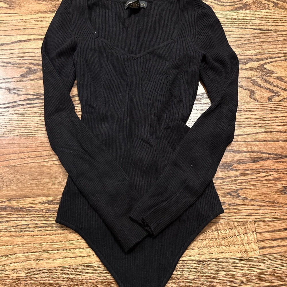 House of Harlow 1960 Black Ribbed Top